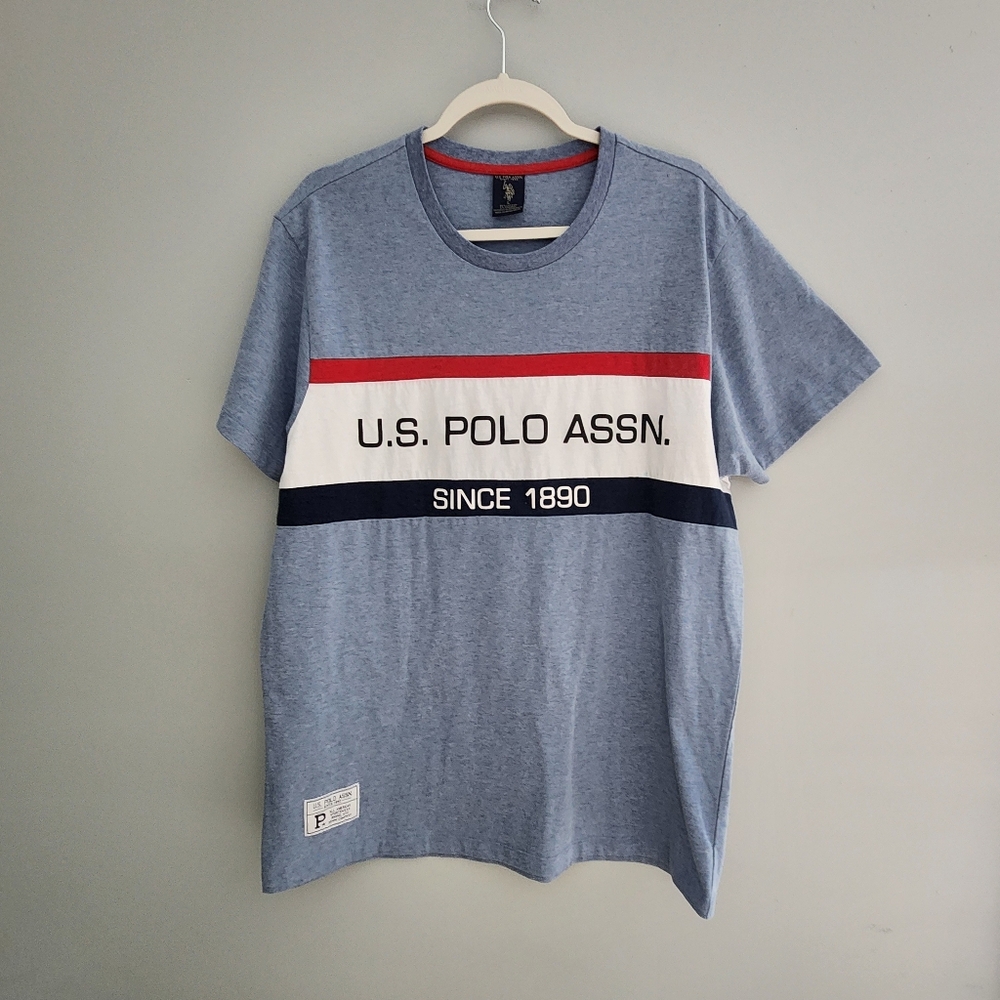 Blue U.S. Polo Assn Since 1890 Shirt With Red, White and Blue Logo Banner